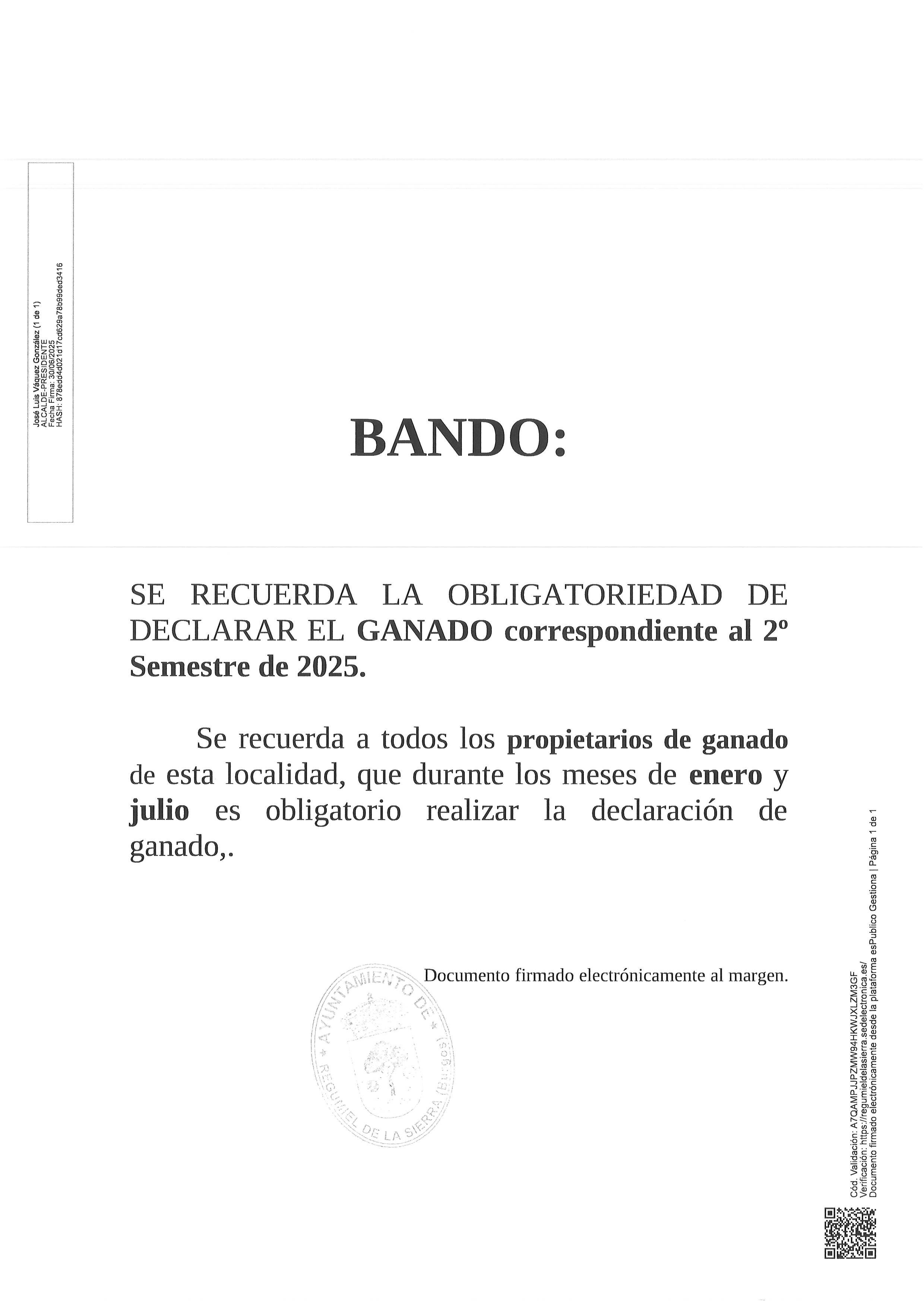 DECLARACION GANADO 2º SEMESTRE 20025