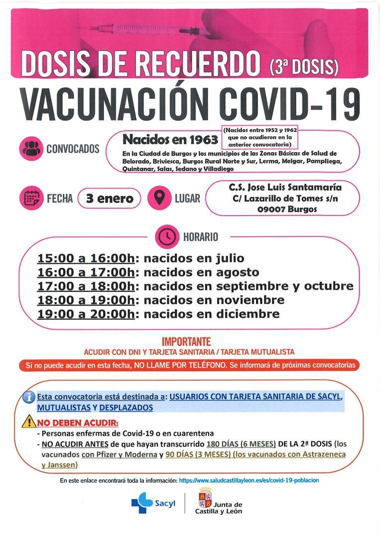 VACUNACION COVID DOSIS DE RECUERDO. 3ª 
