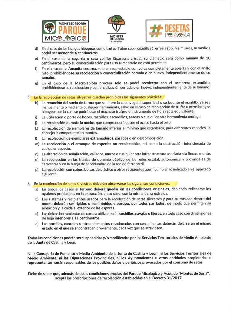PERMISOS RECOLECCIÓN DE SETAS MONTES DE SORIA